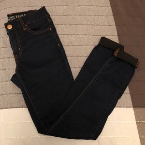 American Eagle High Waisted Jegging Dark Blue Sz 2